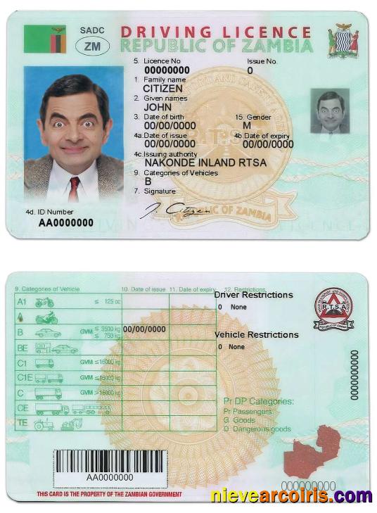 Zambia driving license